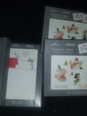 Hallmark Peanuts Holiday Cards - Gray, White & Red Accents